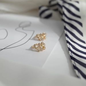 Gold leaves ear cuff boho bohemian dainty earrings